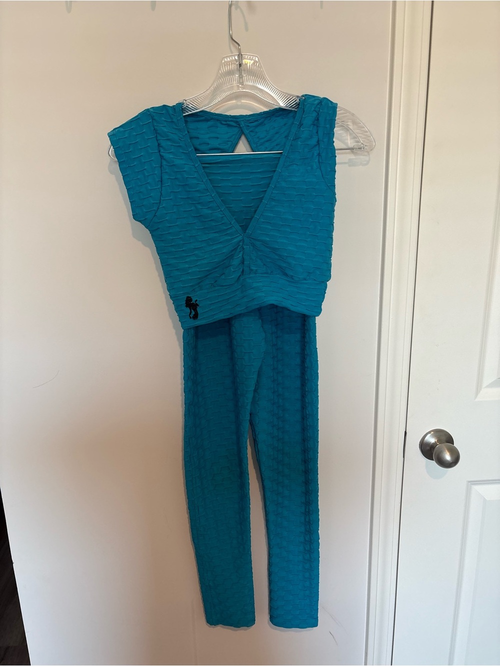 Women’s Textured Teal Jumpsuit - Brand Unknown